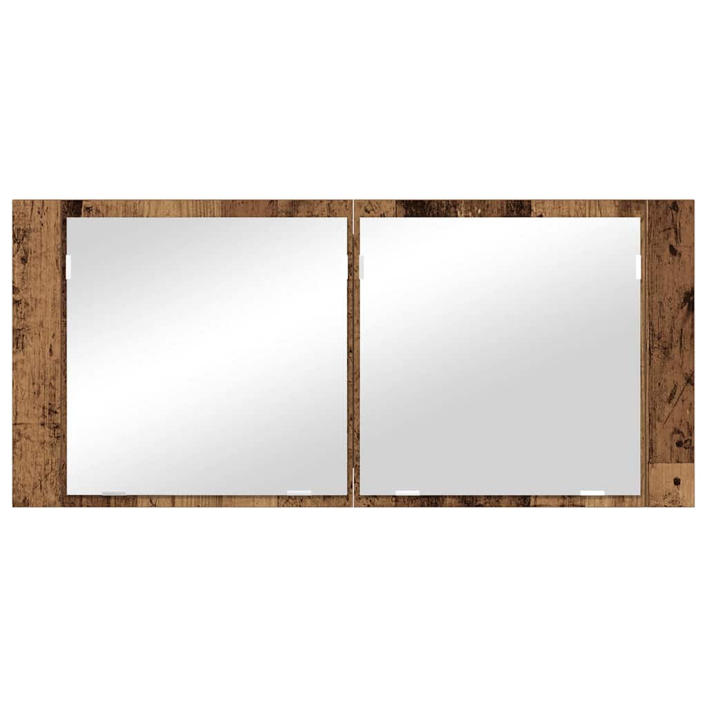 LED Spiegelkast met plank Oudhout 100 x 12 x 45 cm Bewerkt hout