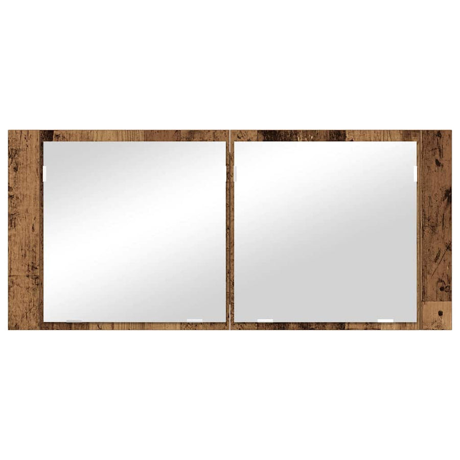 LED Spiegelkast met plank Oudhout 100 x 12 x 45 cm Bewerkt hout