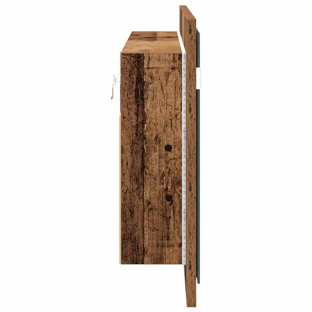 LED Spiegelkast met plank Oudhout 100 x 12 x 45 cm Bewerkt hout