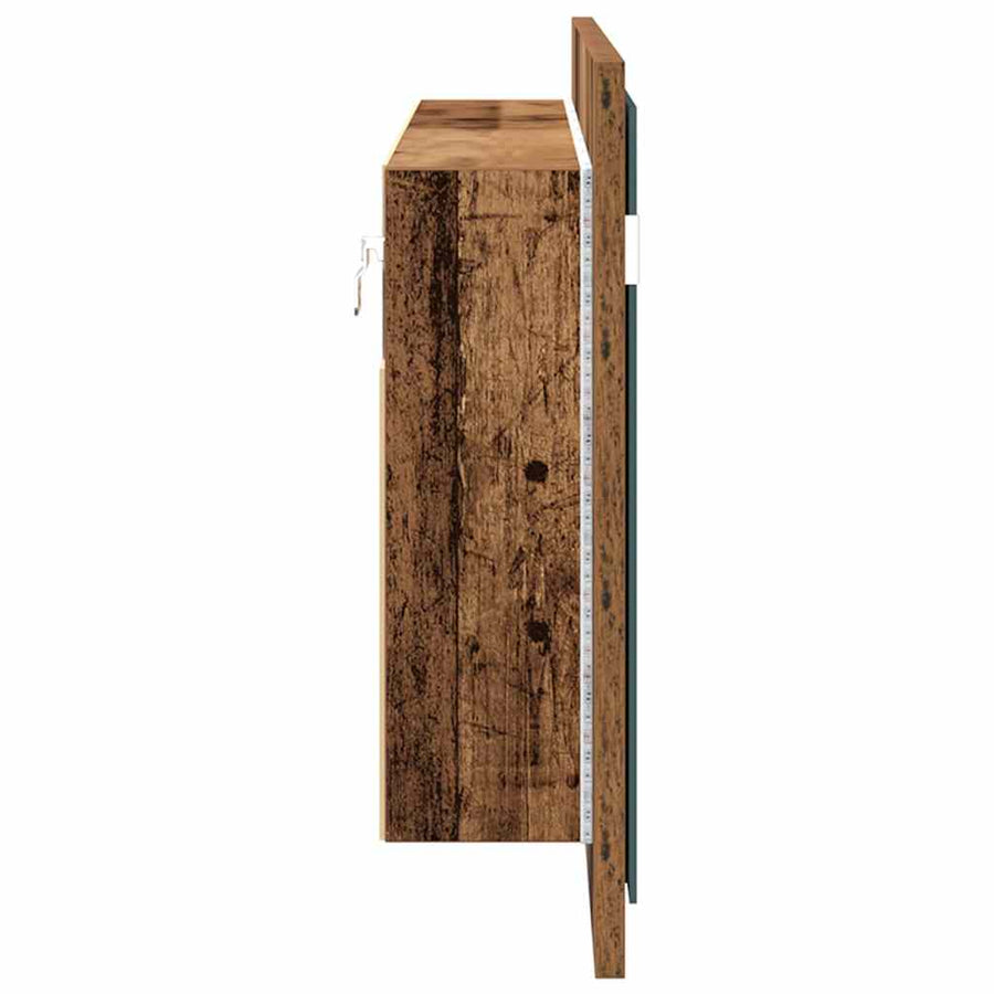 LED Spiegelkast met plank Oudhout 100 x 12 x 45 cm Bewerkt hout