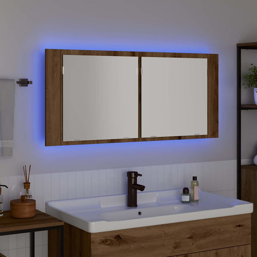 LED Spiegelkast Artisan Eiken 100 x 12 x 45 cm Bewerkt hout