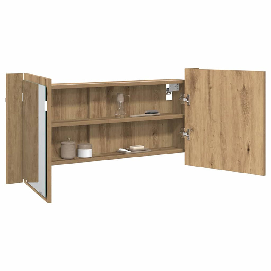 LED Spiegelkast Artisan Eiken 100 x 12 x 45 cm Bewerkt hout