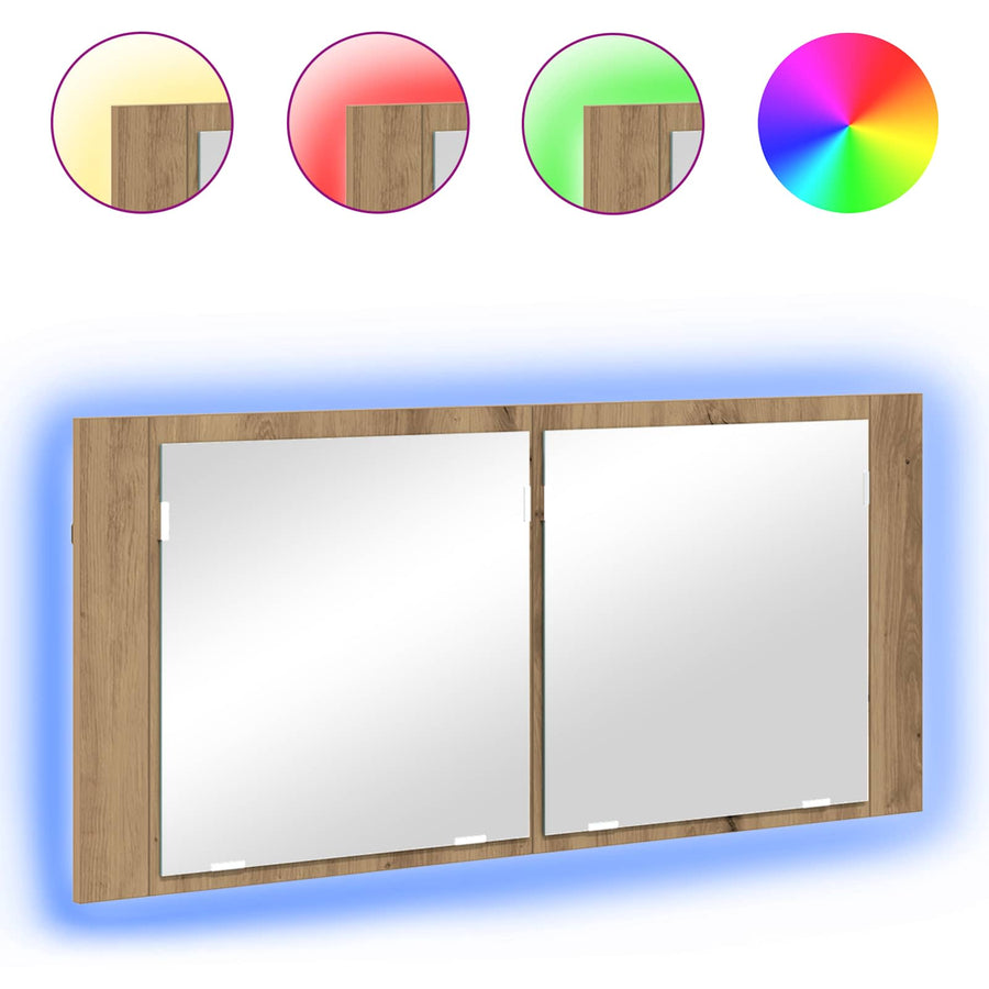 LED Spiegelkast Artisan Eiken 100 x 12 x 45 cm Bewerkt hout