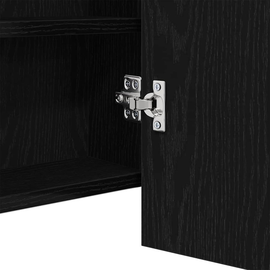LED Spiegelkast Zwart Eiken 100 x 12 x 45 cm Bewerkt hout
