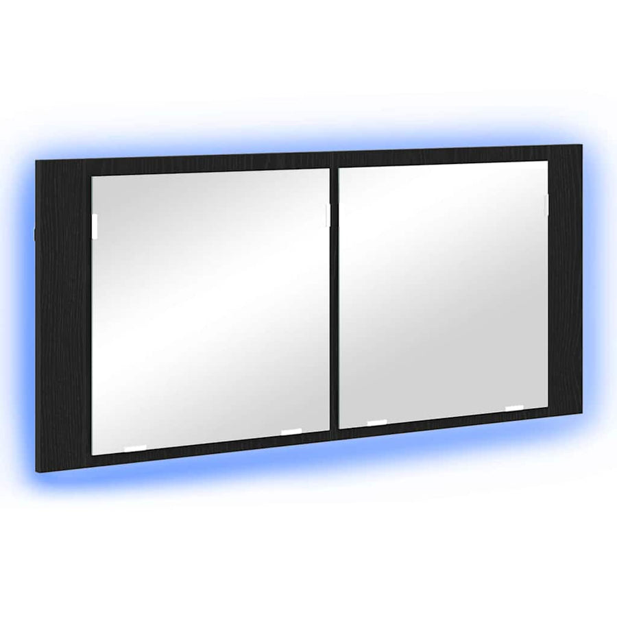 LED Spiegelkast Zwart Eiken 100 x 12 x 45 cm Bewerkt hout
