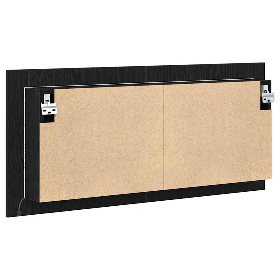 LED Spiegelkast Zwart Eiken 100 x 12 x 45 cm Bewerkt hout