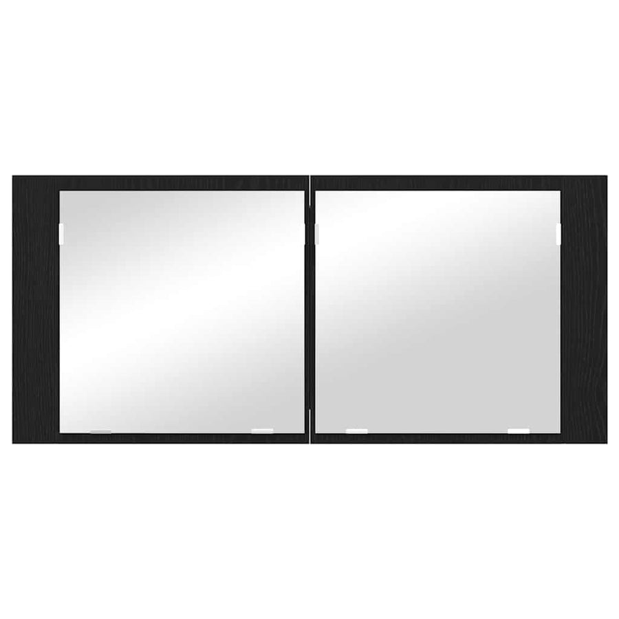 LED Spiegelkast Zwart Eiken 100 x 12 x 45 cm Bewerkt hout