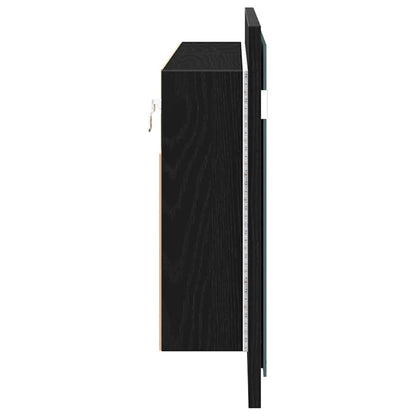 LED Spiegelkast Zwart Eiken 100 x 12 x 45 cm Bewerkt hout