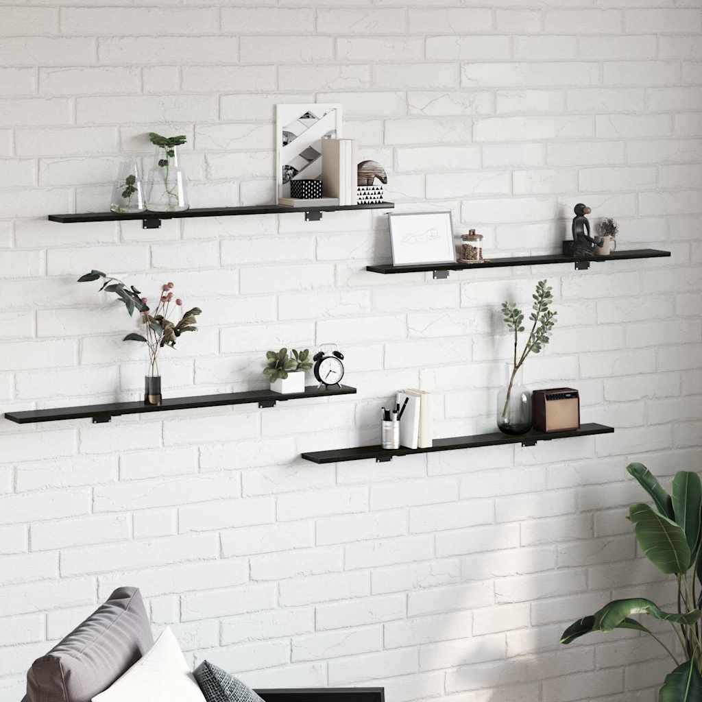 Boekenplank Bord 4 pcs Zwart 100 x 10 x 1,5 cm Bewerkt hout