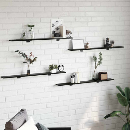 Boekenplank Bord 4 pcs Zwart 100 x 10 x 1,5 cm Bewerkt hout