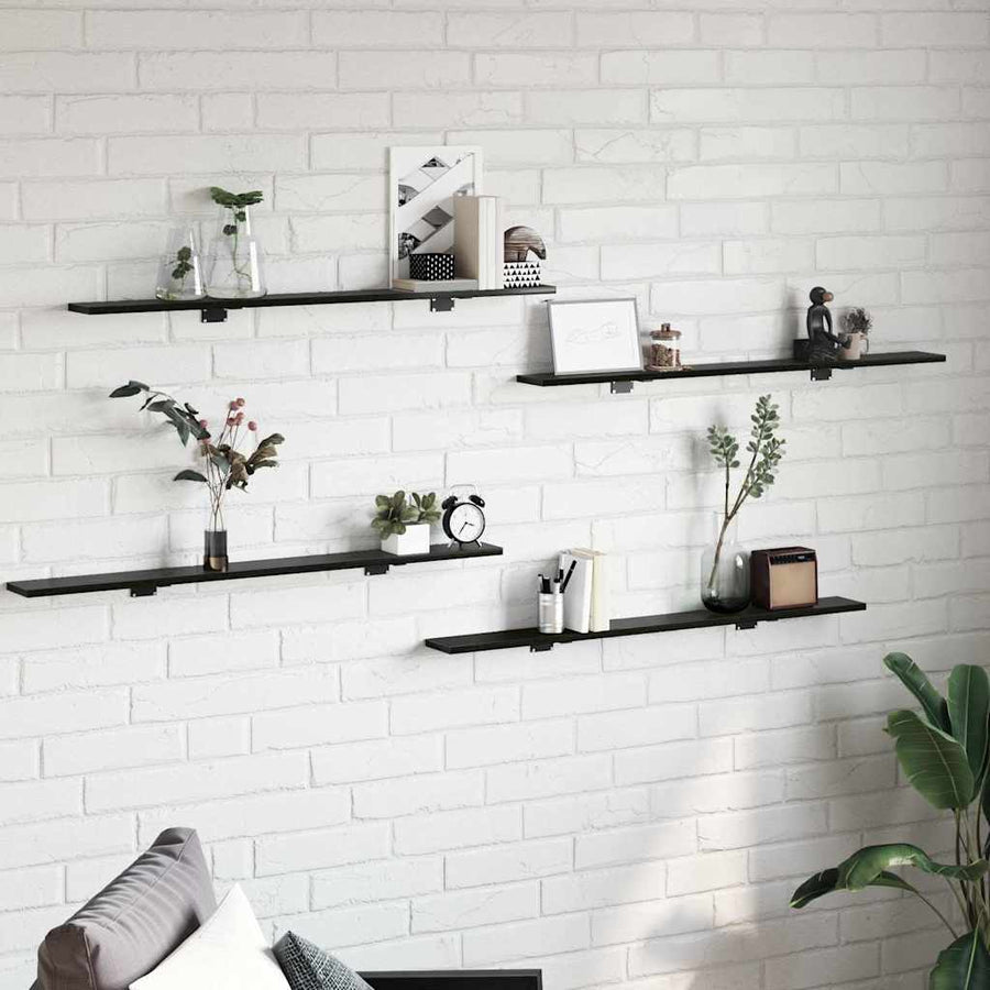 Boekenplank Bord 4 pcs Zwart 100 x 10 x 1,5 cm Bewerkt hout
