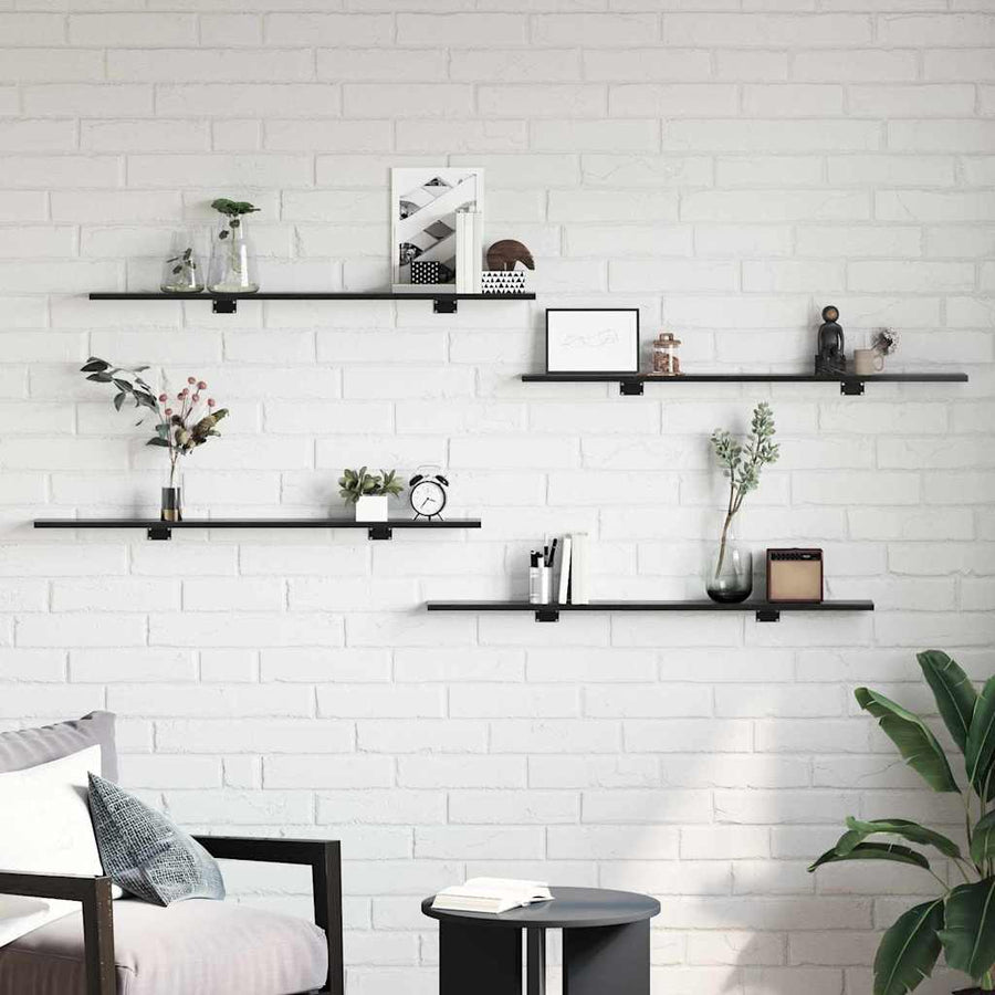 Boekenplank Bord 4 pcs Zwart 100 x 10 x 1,5 cm Bewerkt hout