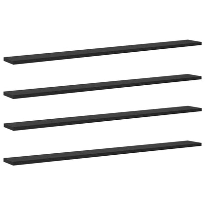 Boekenplank Bord 4 pcs Zwart 100 x 10 x 1,5 cm Bewerkt hout