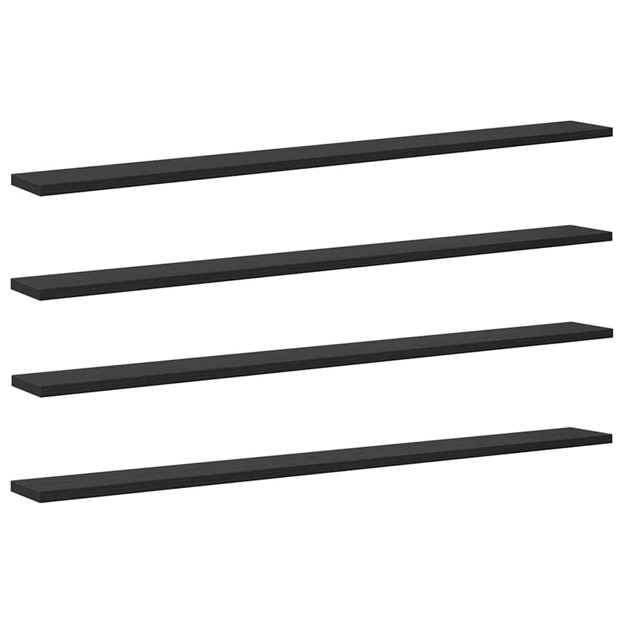 Boekenplank Bord 4 pcs Zwart 100 x 10 x 1,5 cm Bewerkt hout