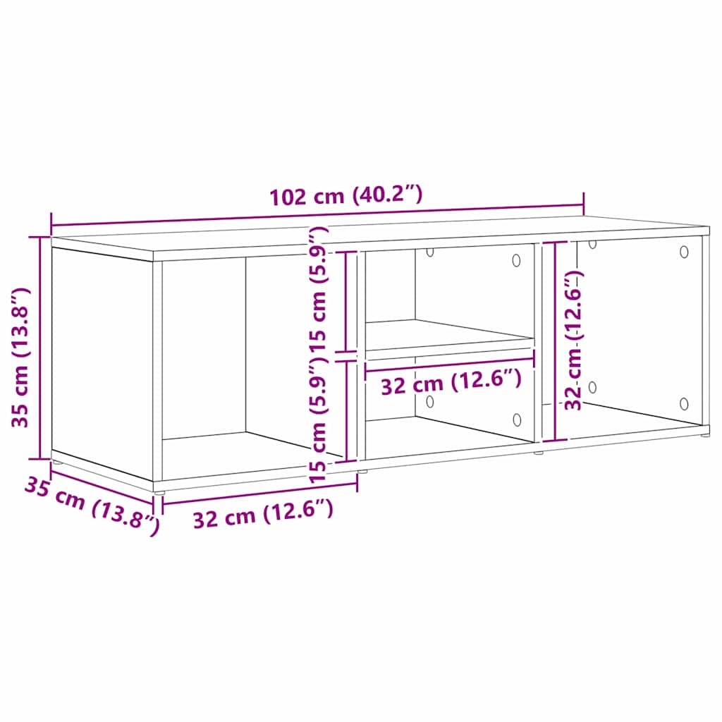 Schoenopbergbank Zwart eiken 102 x 35 x 35 cm Bewerkt hout
