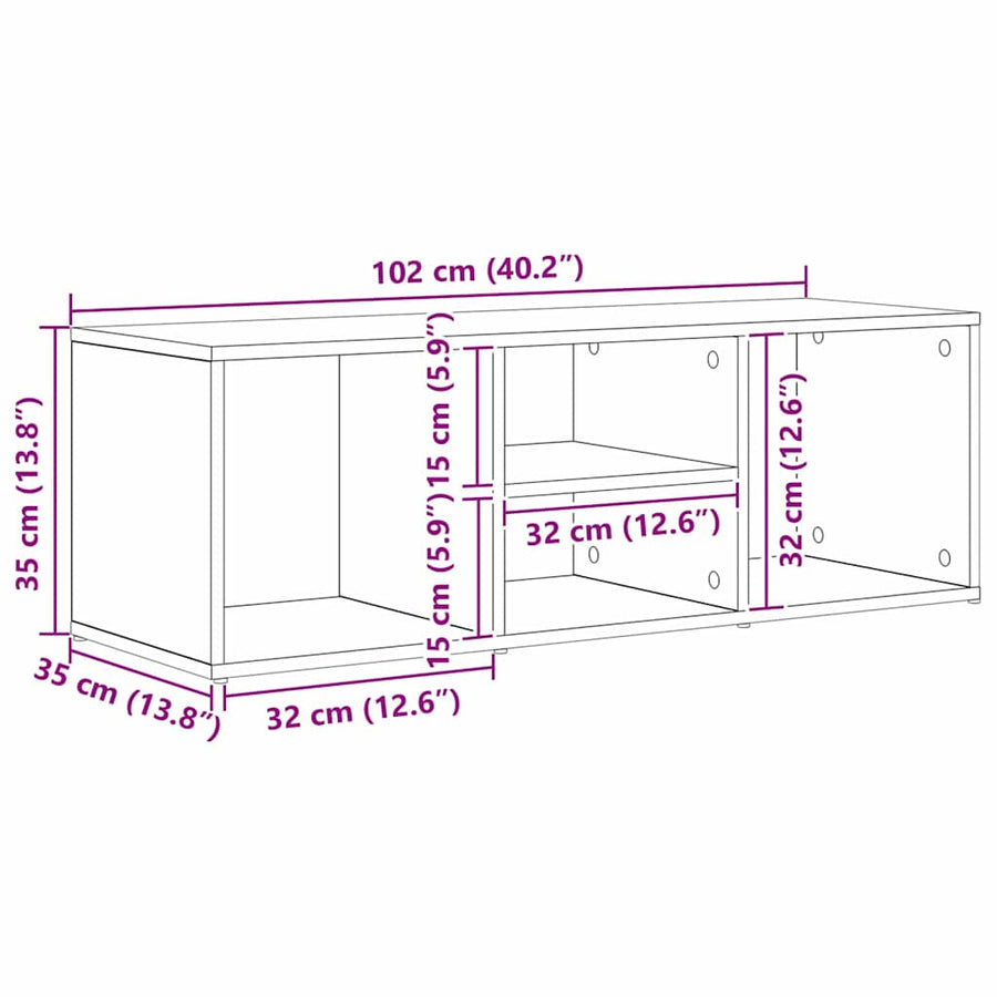 Schoenopbergbank Zwart eiken 102 x 35 x 35 cm Bewerkt hout