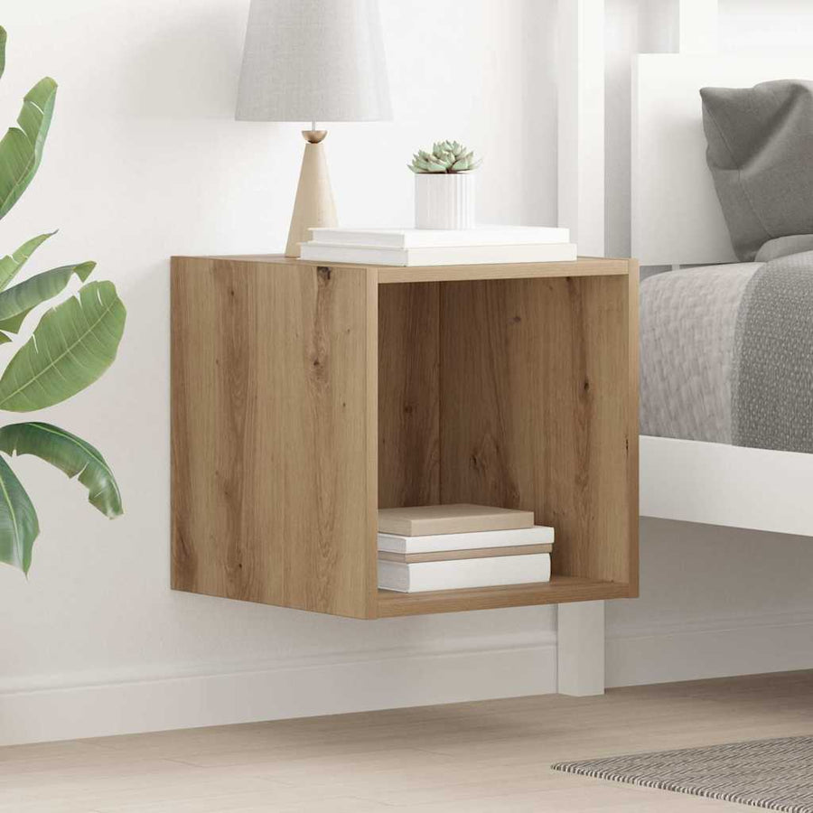 Wandkast artisanaal eikenkleurig 37 x 37 x 37 cm Bewerkt hout