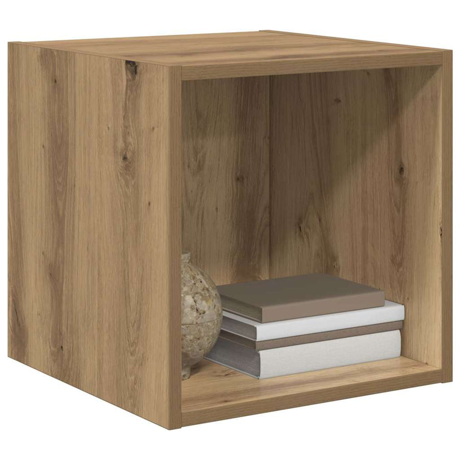 Wandkast artisanaal eikenkleurig 37 x 37 x 37 cm Bewerkt hout