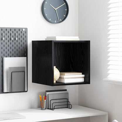 Wandkast met plank Zwart eiken 37 x 37 x 37 cm Bewerkt hout