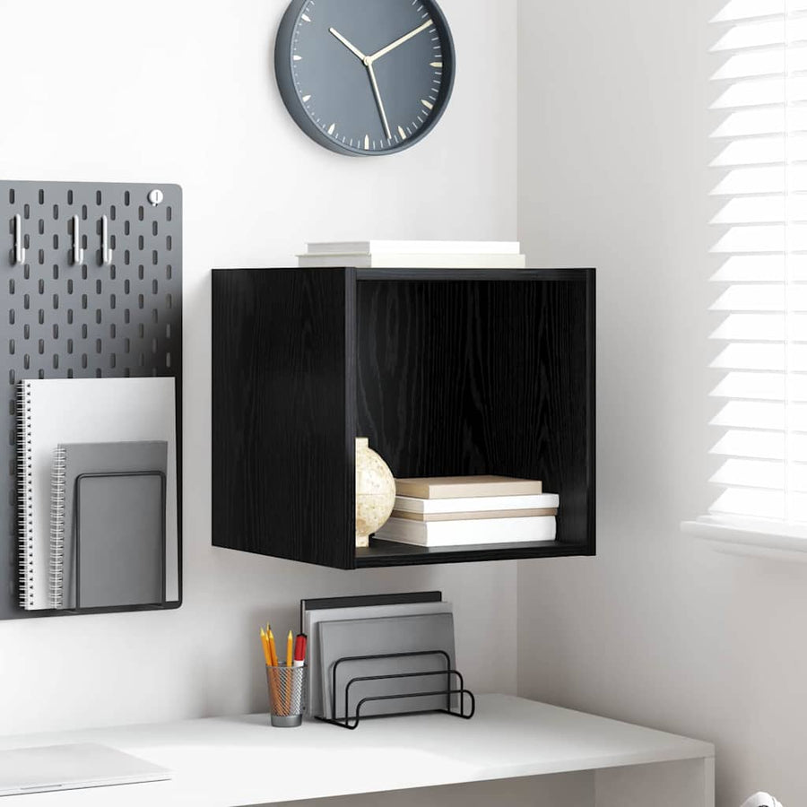 Wandkast met plank Zwart eiken 37 x 37 x 37 cm Bewerkt hout