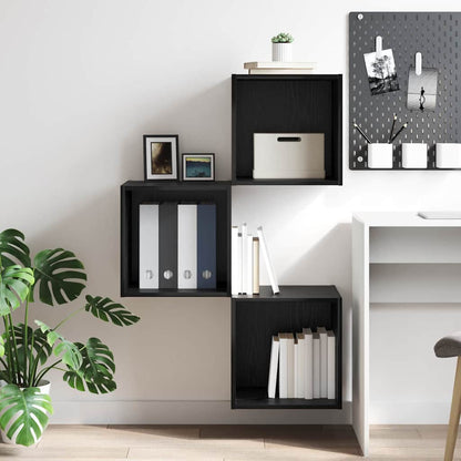 Wandkast met plank Zwart eiken 37 x 37 x 37 cm Bewerkt hout