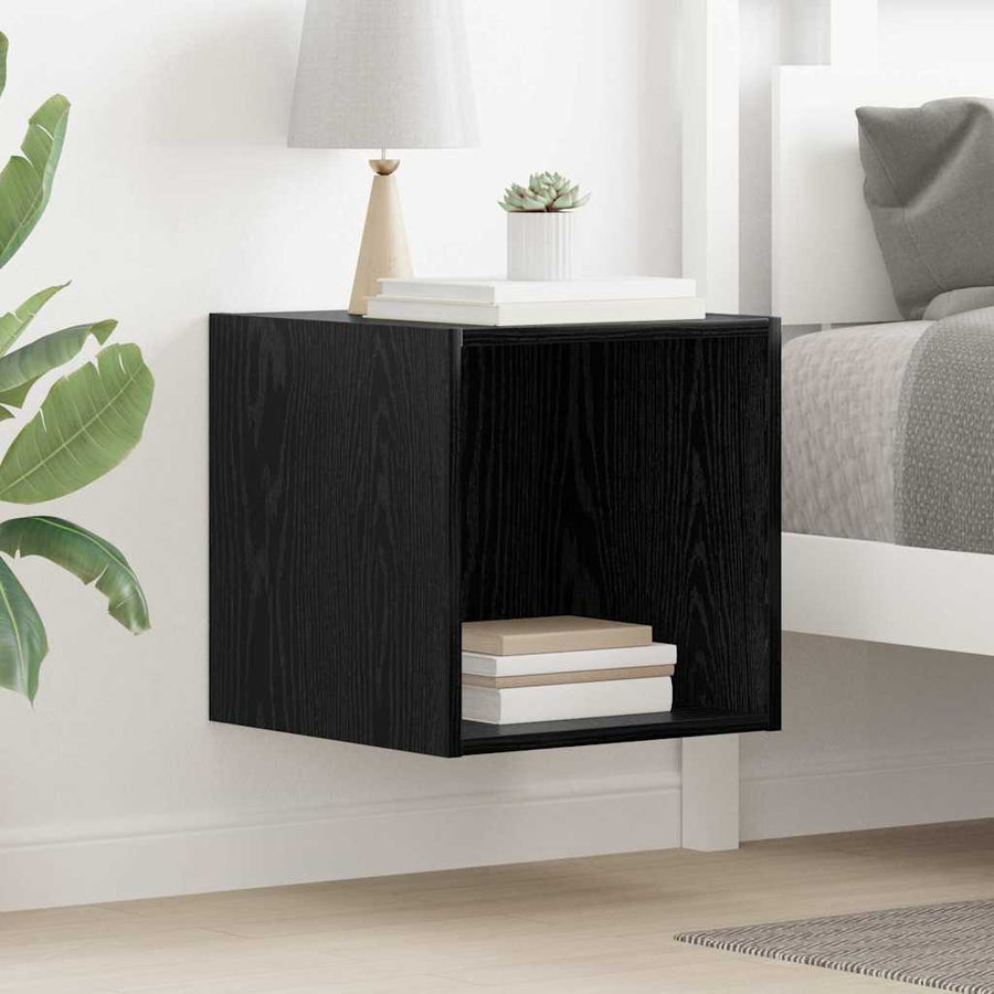 Wandkast met plank Zwart eiken 37 x 37 x 37 cm Bewerkt hout