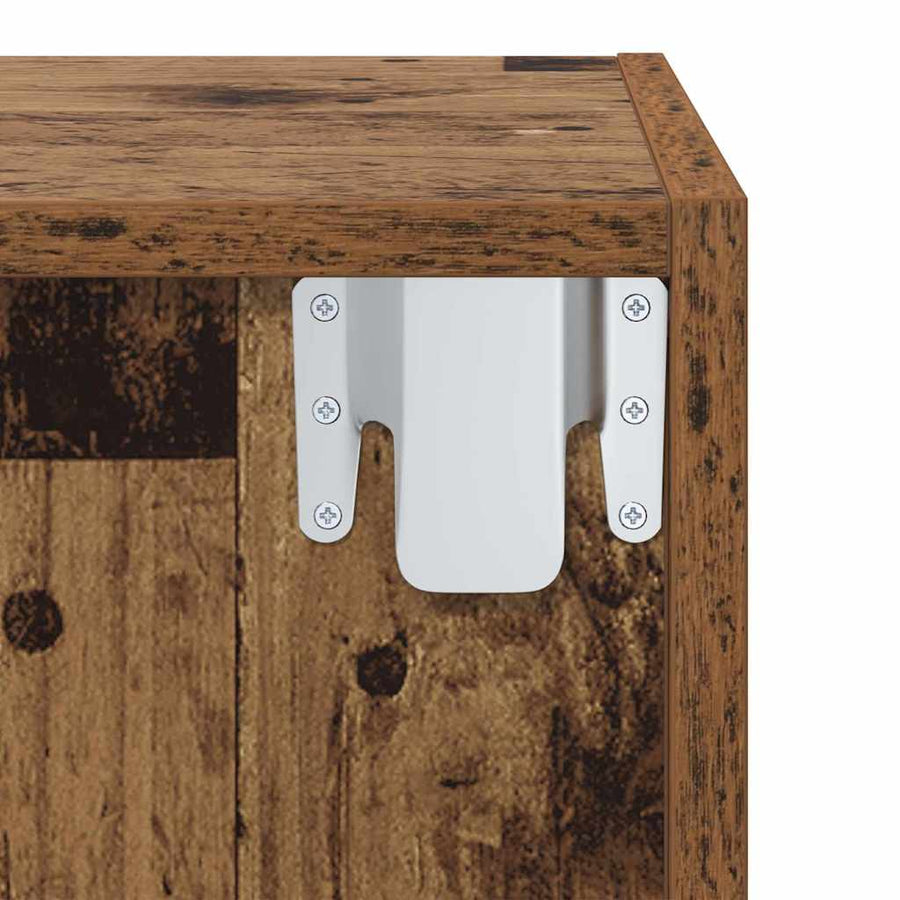 TV-kast met plank Wandgemonteerd met opslag Oud hout 37 x 37 x 72 cm Bewerkt hout
