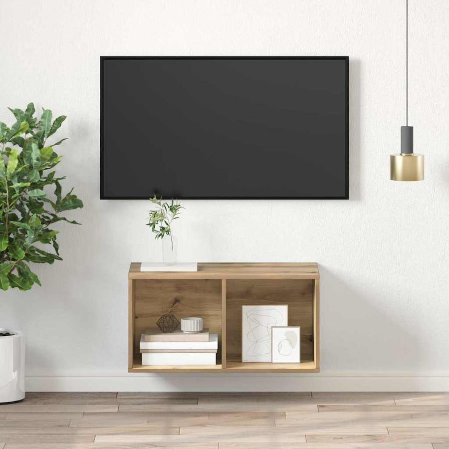 TV-kast artisanaal eikenkleurig 37 x 37 x 72 cm Bewerkt hout