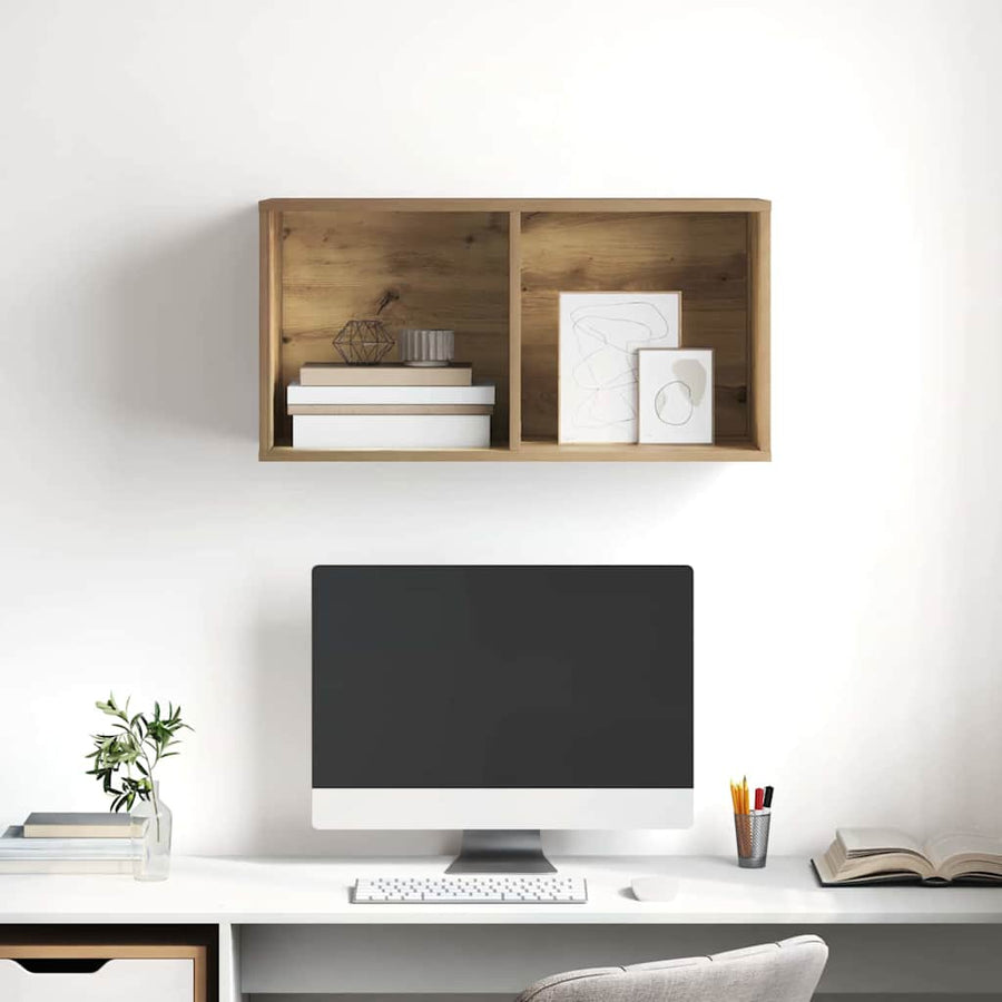 TV-kast artisanaal eikenkleurig 37 x 37 x 72 cm Bewerkt hout