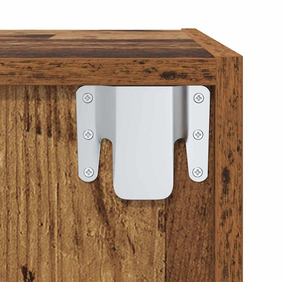 TV-kast met plank Wandgemonteerd met opslag Oud hout 37 x 37 x 107 cm Bewerkt hout