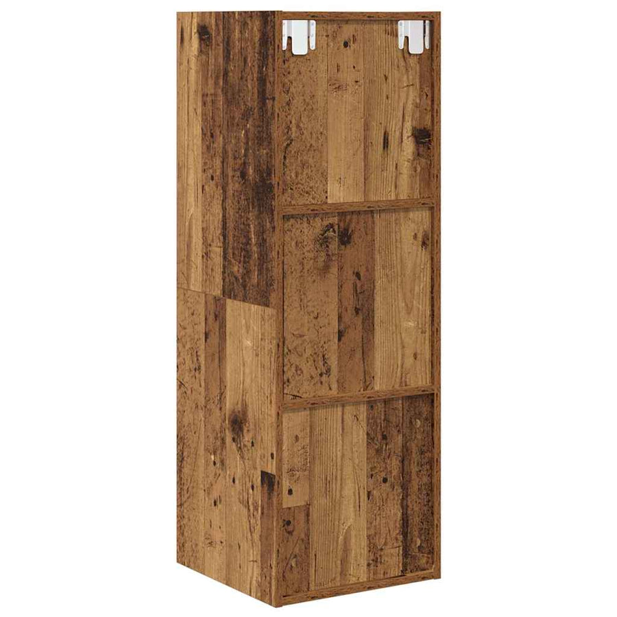 TV-kast met plank Wandgemonteerd met opslag Oud hout 37 x 37 x 107 cm Bewerkt hout