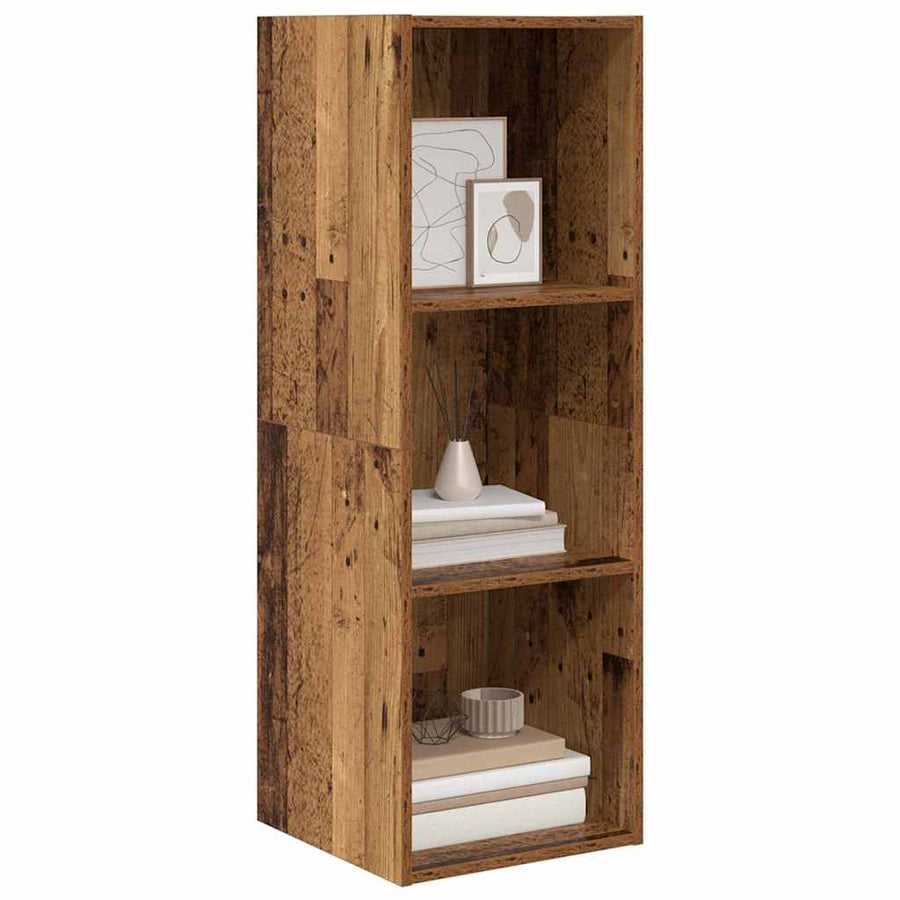 TV-kast met plank Wandgemonteerd met opslag Oud hout 37 x 37 x 107 cm Bewerkt hout