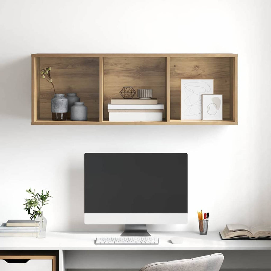 TV-kast artisanaal eikenkleurig 37 x 37 x 107 cm Bewerkt hout