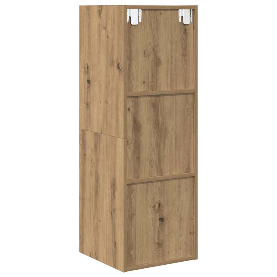 TV-kast artisanaal eikenkleurig 37 x 37 x 107 cm Bewerkt hout