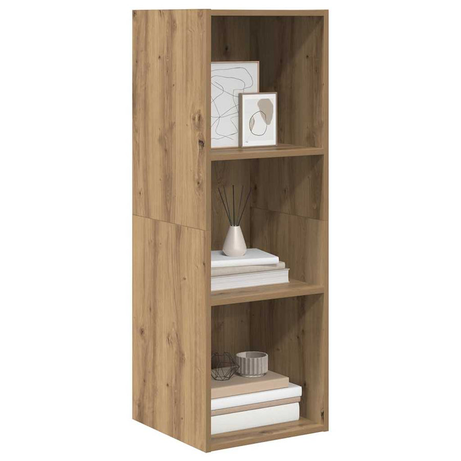 TV-kast artisanaal eikenkleurig 37 x 37 x 107 cm Bewerkt hout