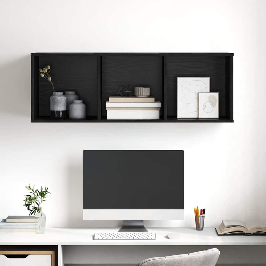 TV-kast met plank Zwart eiken 37 x 37 x 107 cm Bewerkt hout