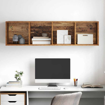TV-kast met plank Wandgemonteerd met opslag Oud hout 37 x 37 x 142.5 cm Bewerkt hout