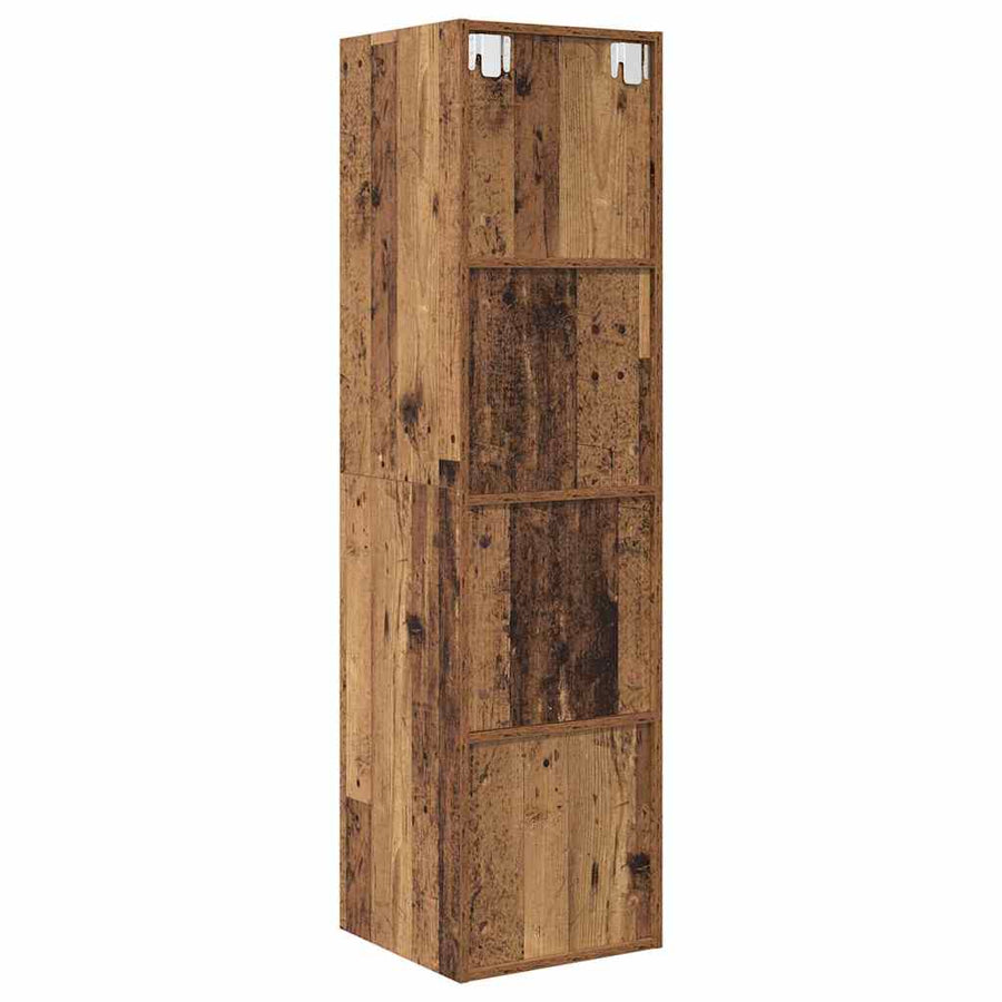 TV-kast met plank Wandgemonteerd met opslag Oud hout 37 x 37 x 142.5 cm Bewerkt hout