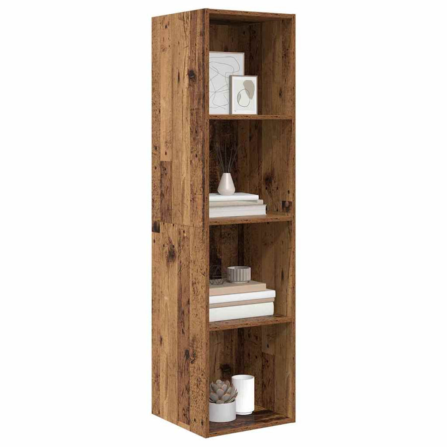 TV-kast met plank Wandgemonteerd met opslag Oud hout 37 x 37 x 142.5 cm Bewerkt hout