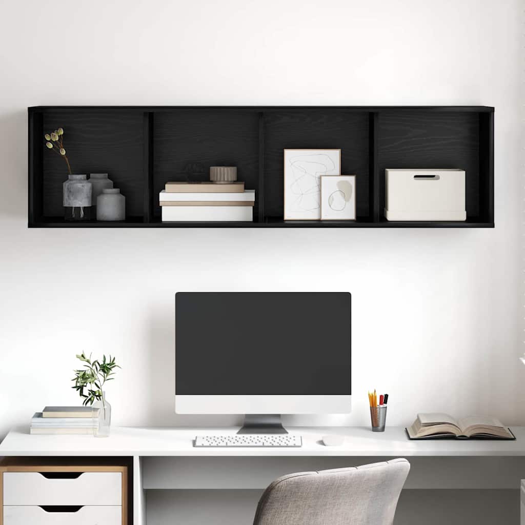 TV-kast met plank Zwart eiken 37 x 37 x 142.5 cm Bewerkt hout
