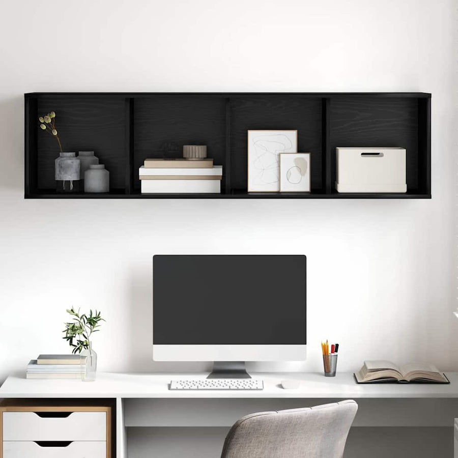 TV-kast met plank Zwart eiken 37 x 37 x 142.5 cm Bewerkt hout