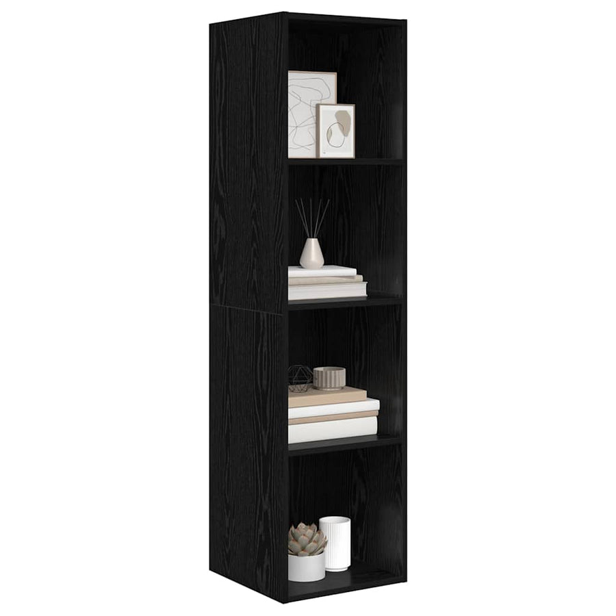 TV-kast met plank Zwart eiken 37 x 37 x 142.5 cm Bewerkt hout