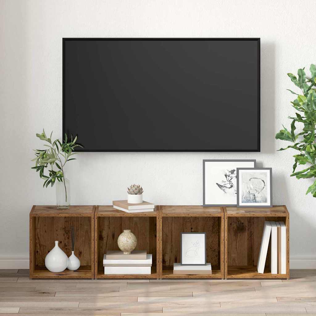 TV-kast met opslag 2 pcs Bruin 37 x 35 x 37 cm Bewerkt hout