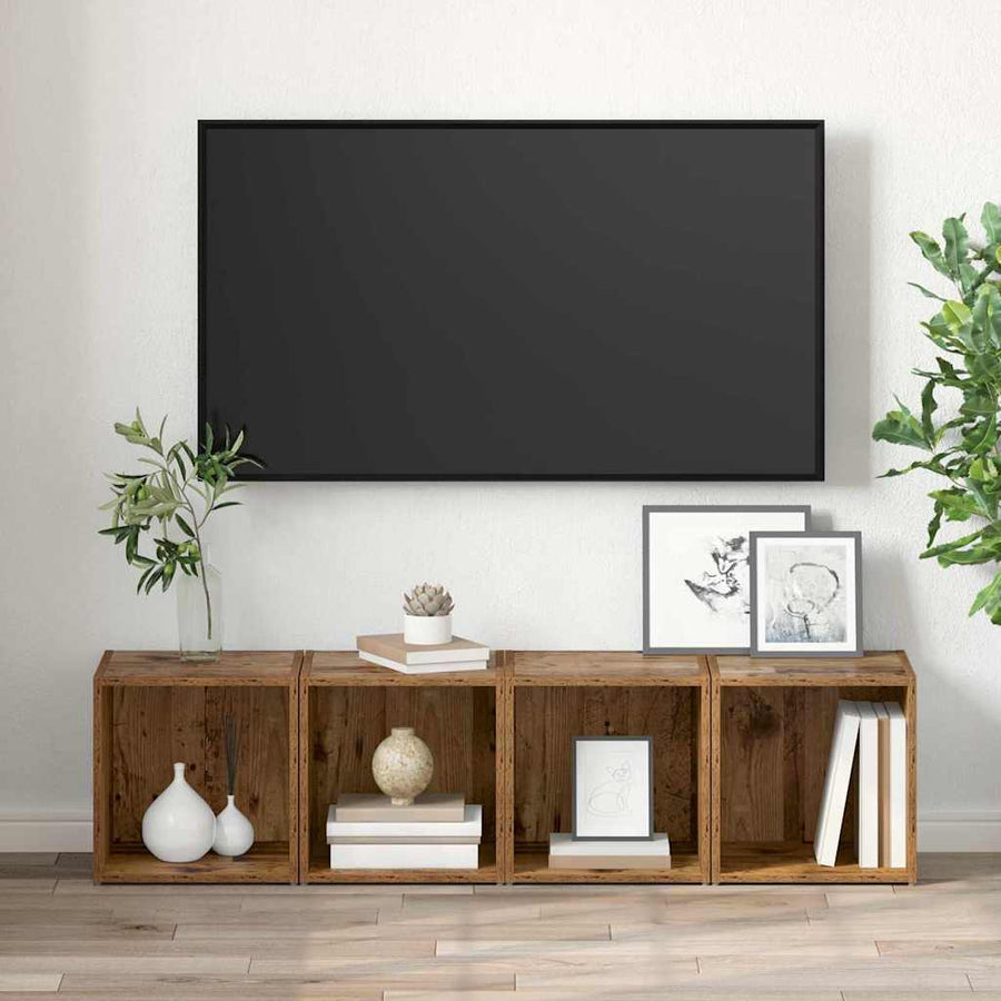TV-kast met opslag 2 pcs Bruin 37 x 35 x 37 cm Bewerkt hout