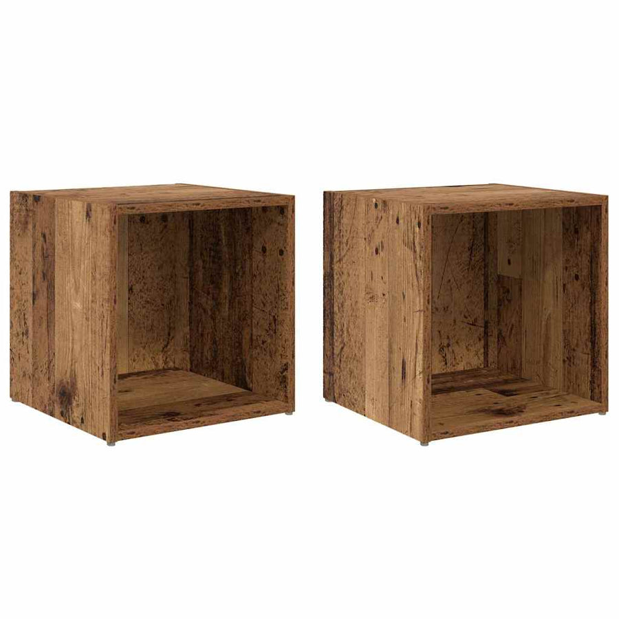 TV-kast met opslag 2 pcs Bruin 37 x 35 x 37 cm Bewerkt hout