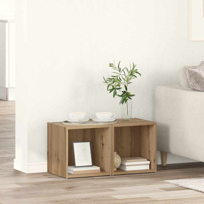 TV-kast met opslag 2 pcs Bruin 37 x 35 x 37 cm Bewerkt hout