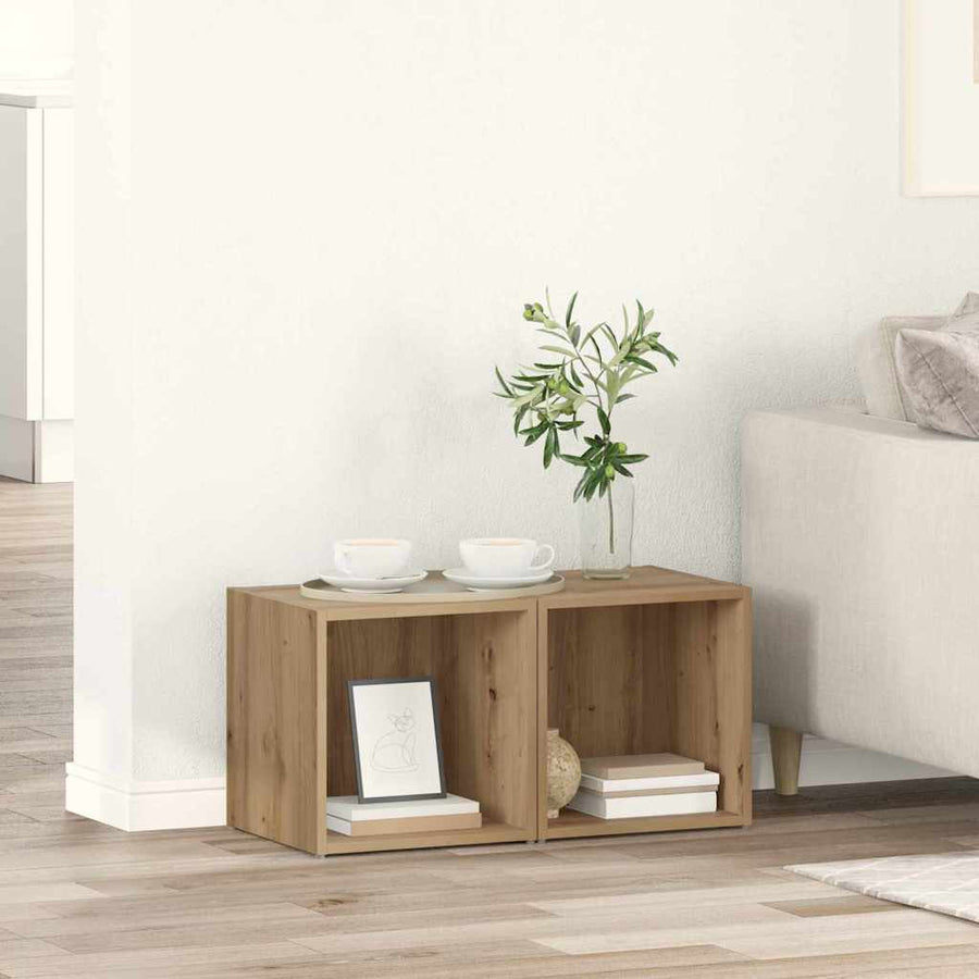 TV-kast met opslag 2 pcs Bruin 37 x 35 x 37 cm Bewerkt hout