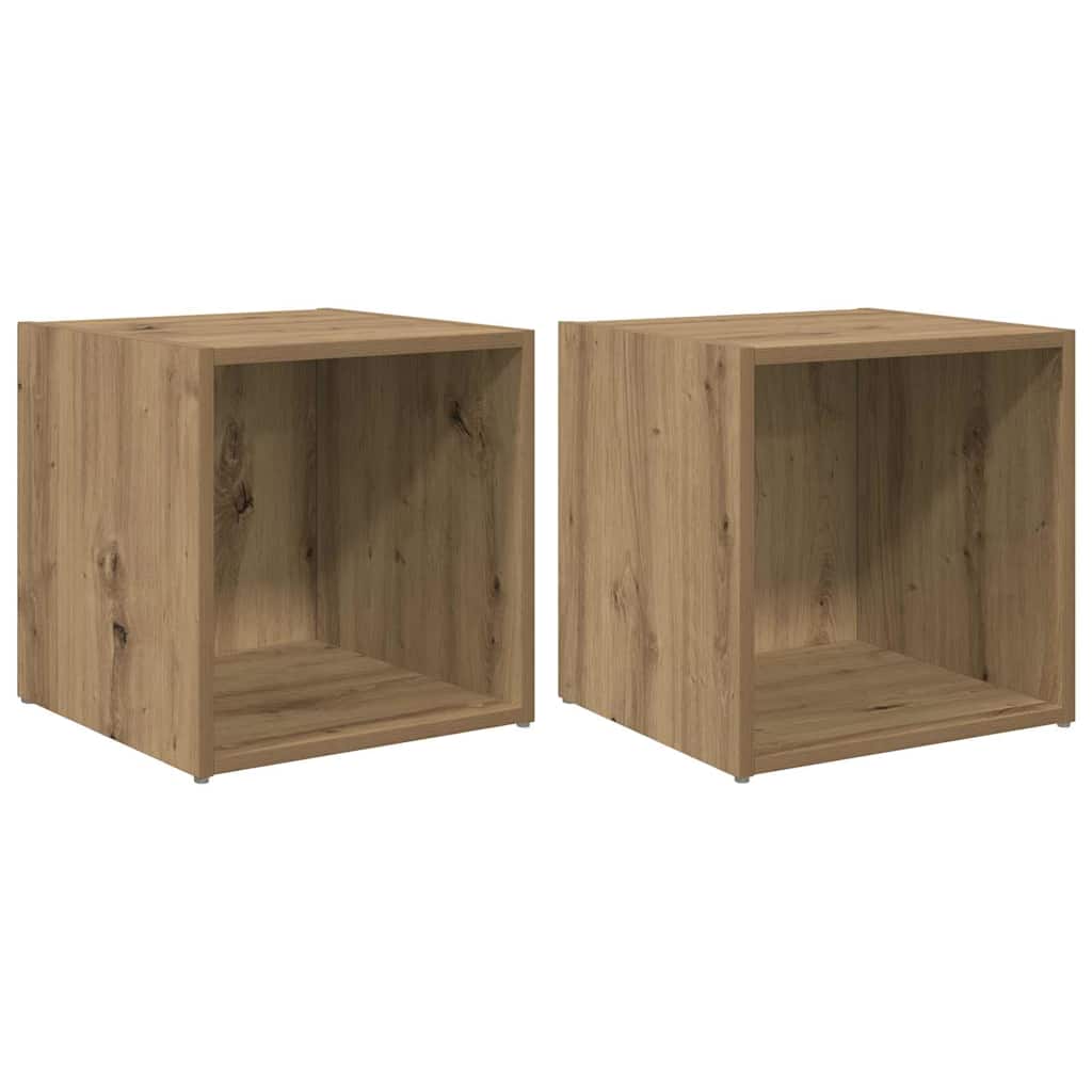 TV-kast met opslag 2 pcs Bruin 37 x 35 x 37 cm Bewerkt hout