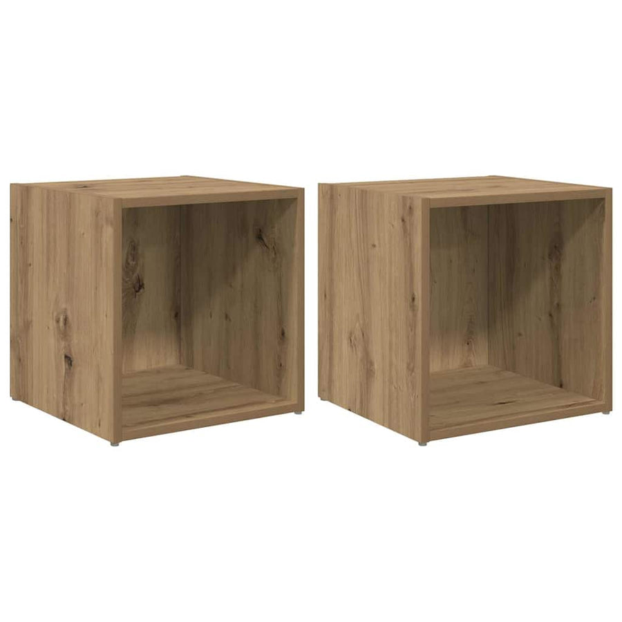 TV-kast met opslag 2 pcs Bruin 37 x 35 x 37 cm Bewerkt hout