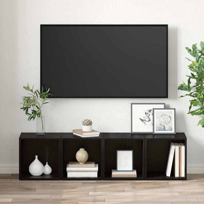 TV-kast met opslag 2 pcs Zwart 37 x 35 x 37 cm Bewerkt hout